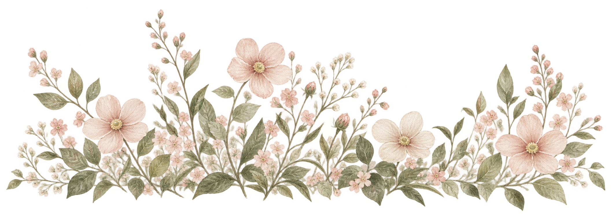 Watercolor · horizontal floral border