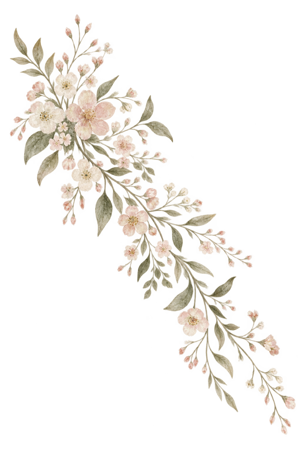 Watercolor · trailing floral spray