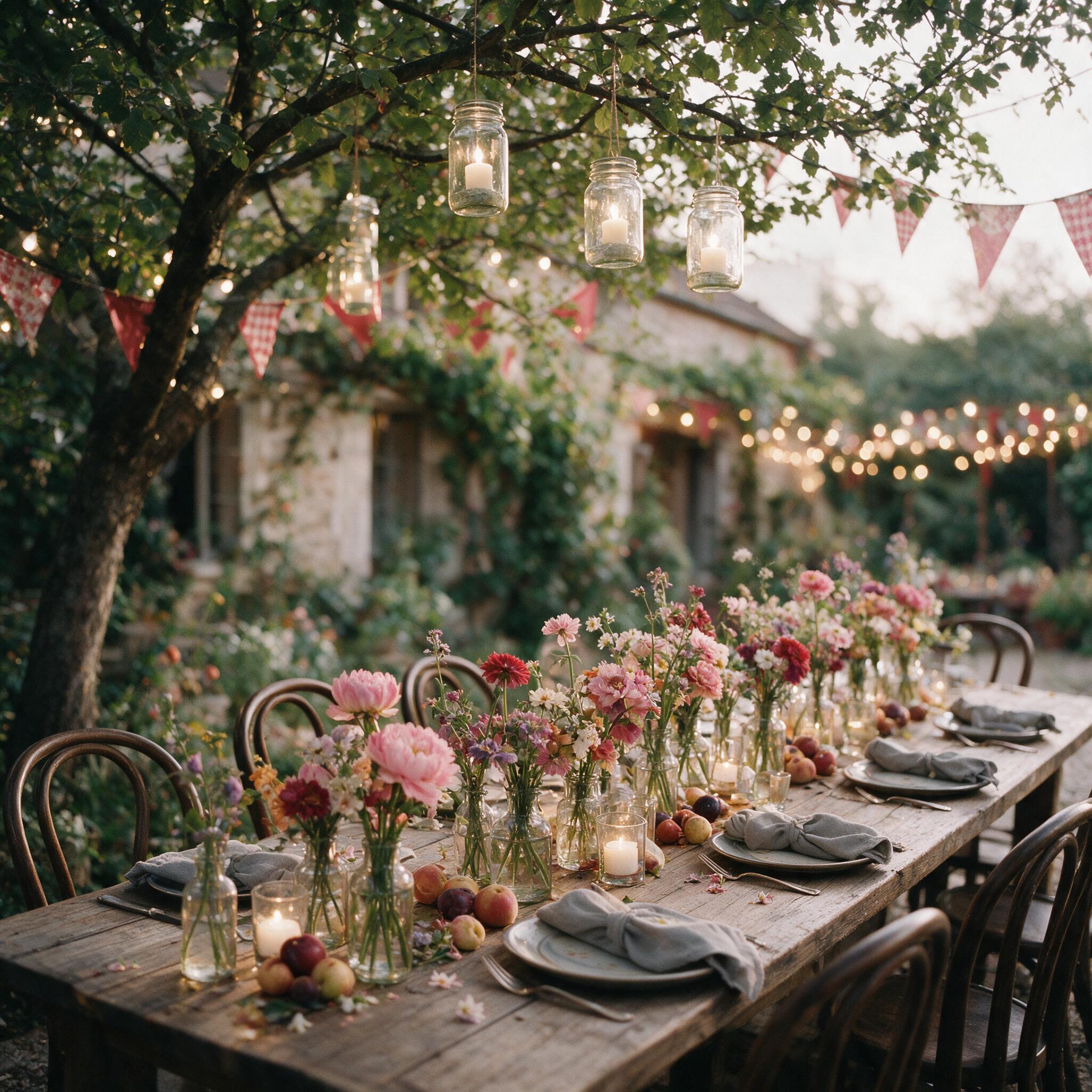 A festive gala table filled with flowers and candlelight